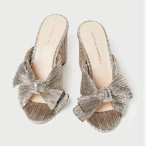 Loeffler Randall Penny Champagne Pleated Bow Heel | Size 7